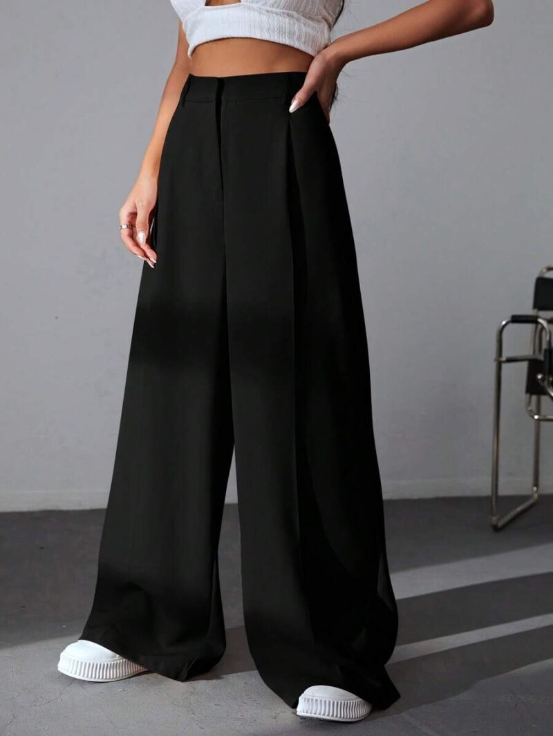 Viona Black Tailored Cotton Trousers - Image 2