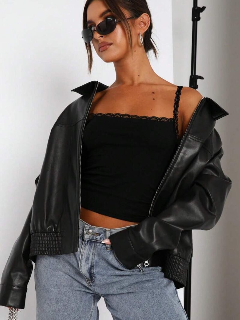Sofy Black Cami Lace Crop Top - Image 3