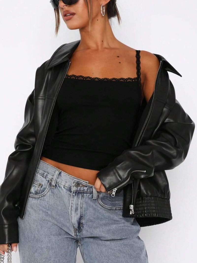 Sofy Black Cami Lace Crop Top - Image 4
