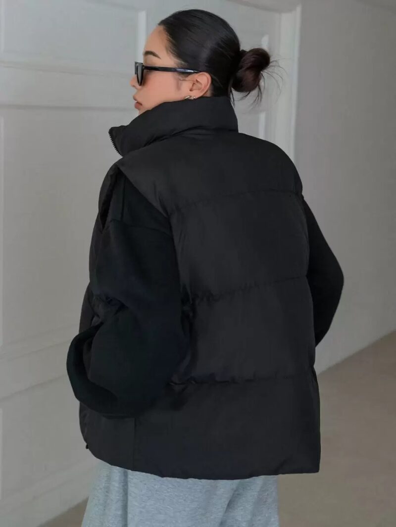 Molly Black Sleeveless Puffer Jacket - Image 2