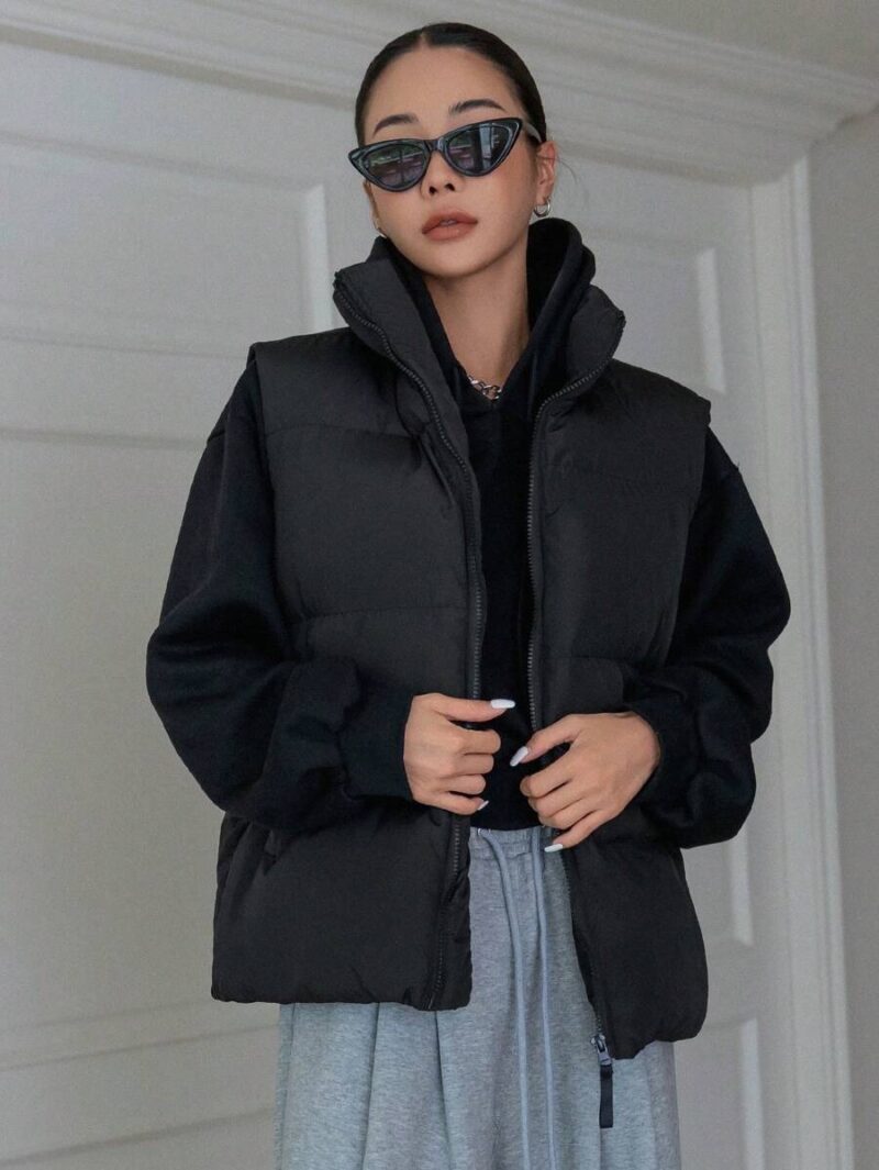 Molly Black Sleeveless Puffer Jacket - Image 5