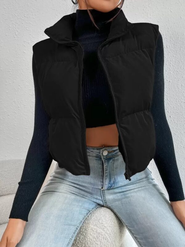 Venny Black Sleeveless Cropped Puffer Jacket