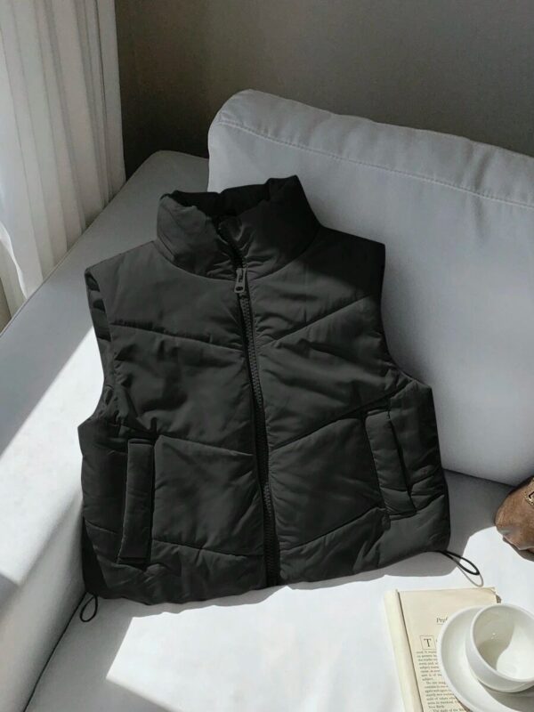 Rina Black Sleeveless Puffer Jacket