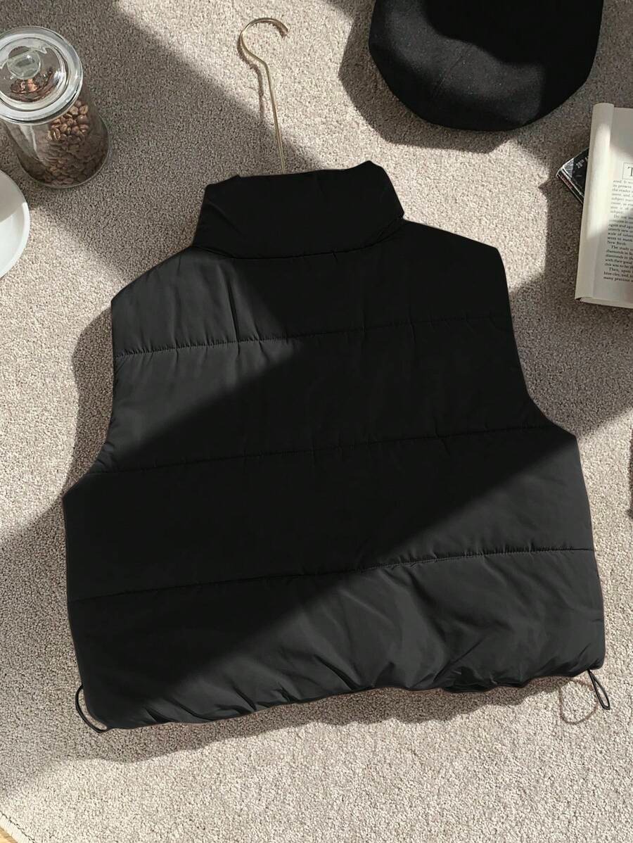 Rina Black Sleeveless Puffer Jacket - Image 2