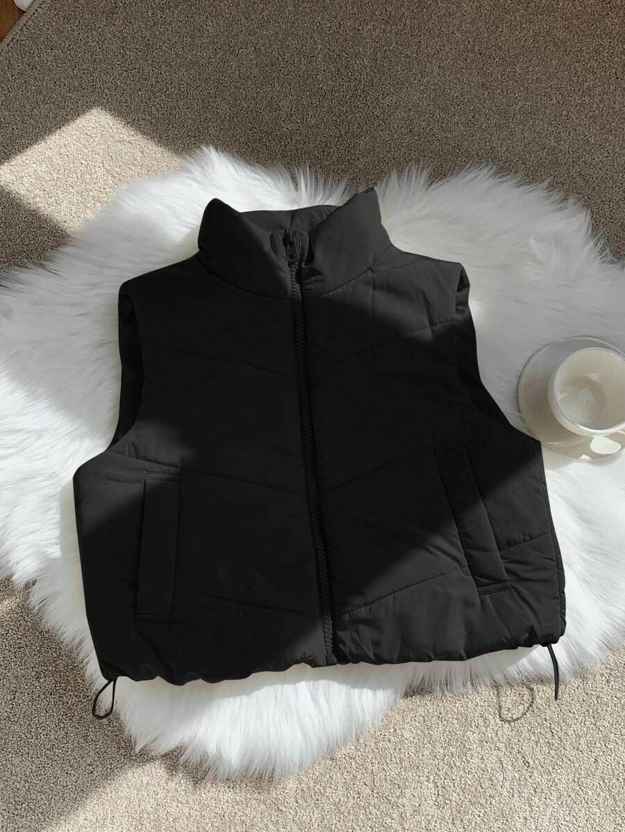 Rina Black Sleeveless Puffer Jacket - Image 3