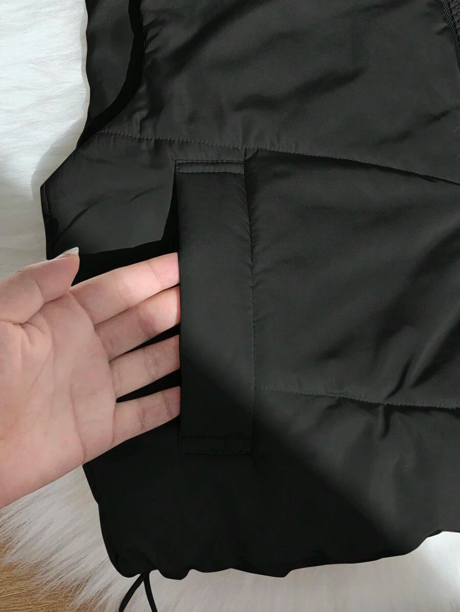 Rina Black Sleeveless Puffer Jacket - Image 4