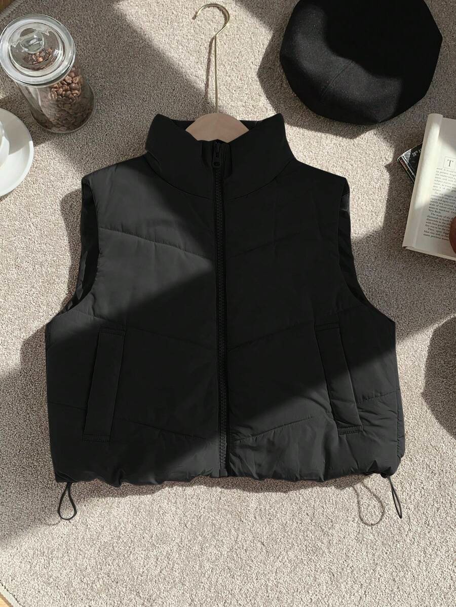 Rina Black Sleeveless Puffer Jacket - Image 6