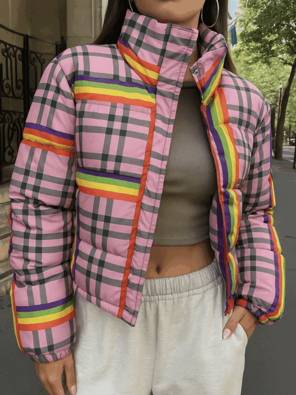 Vila Rainbow Print Full Sleeves Puffer Jakcet