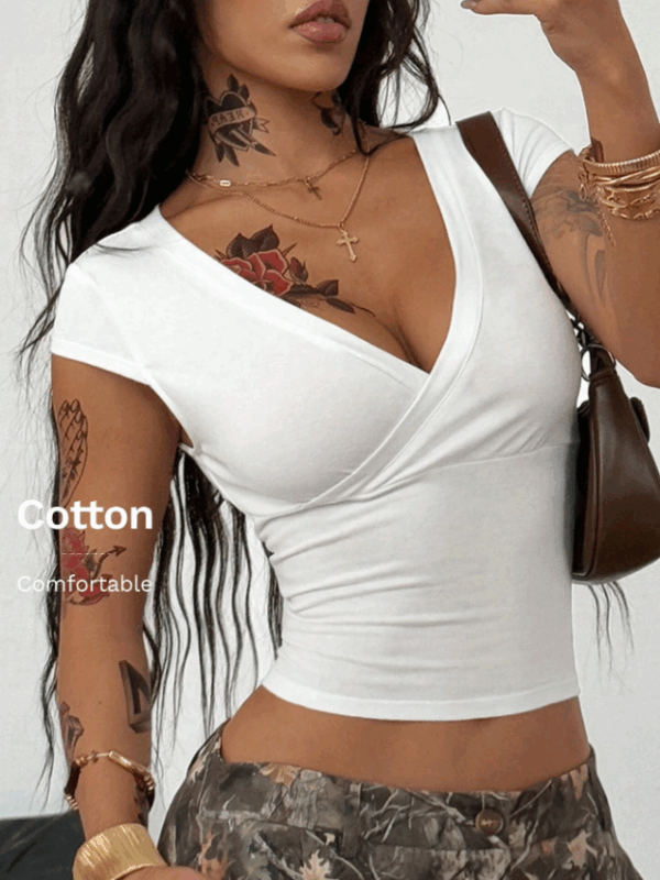 Benu White V Neck Crop Top