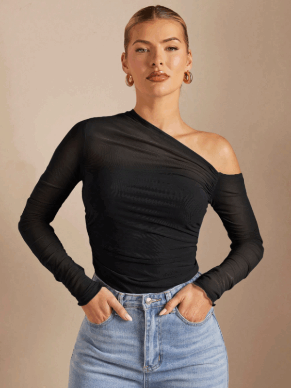 Betty Black Off Shoulder Full Sleeves Top