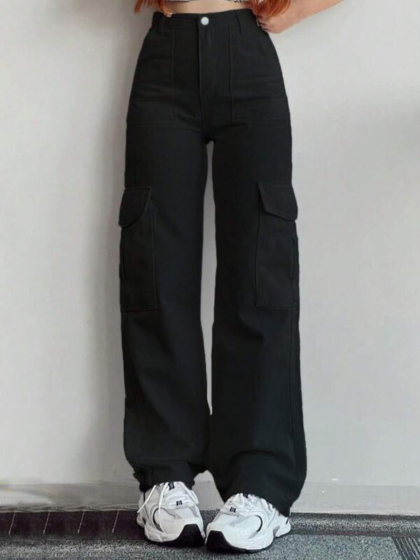 Nia Black Relaxed Fit Cargo Pants