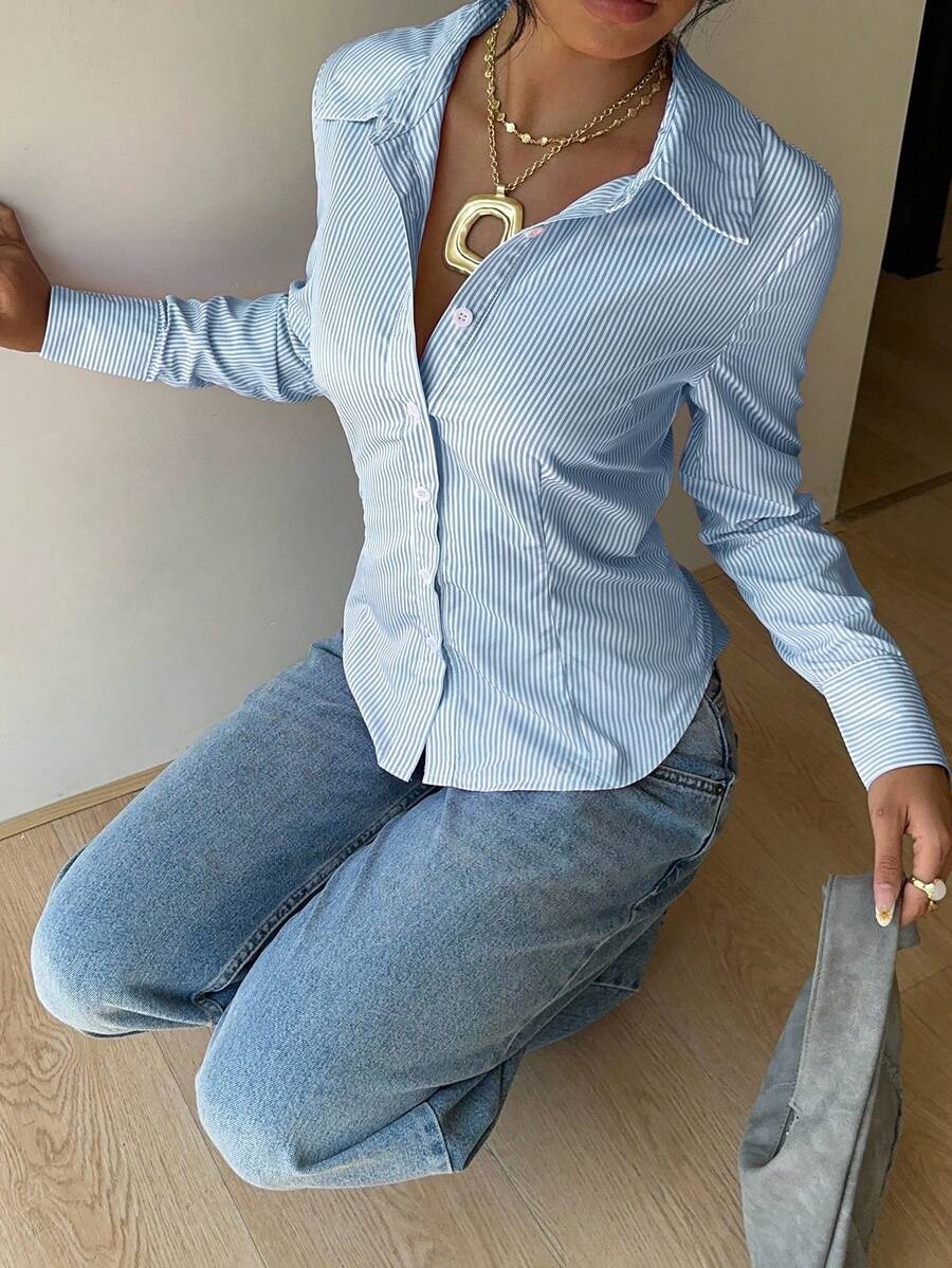 Vic Blue Back Tie Full Sleeves Shirt - Image 4