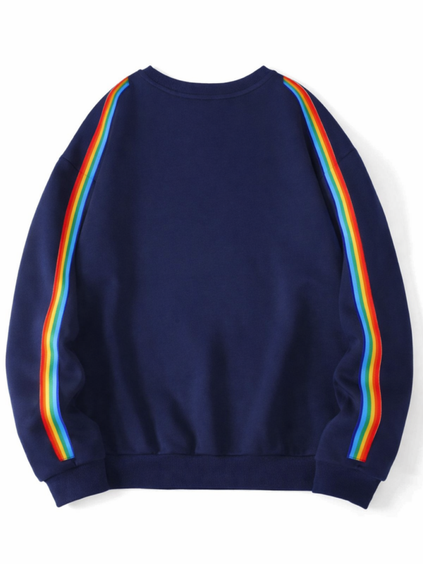 Dayma Blue Rainbow Stripe Fleece Sweatshirt