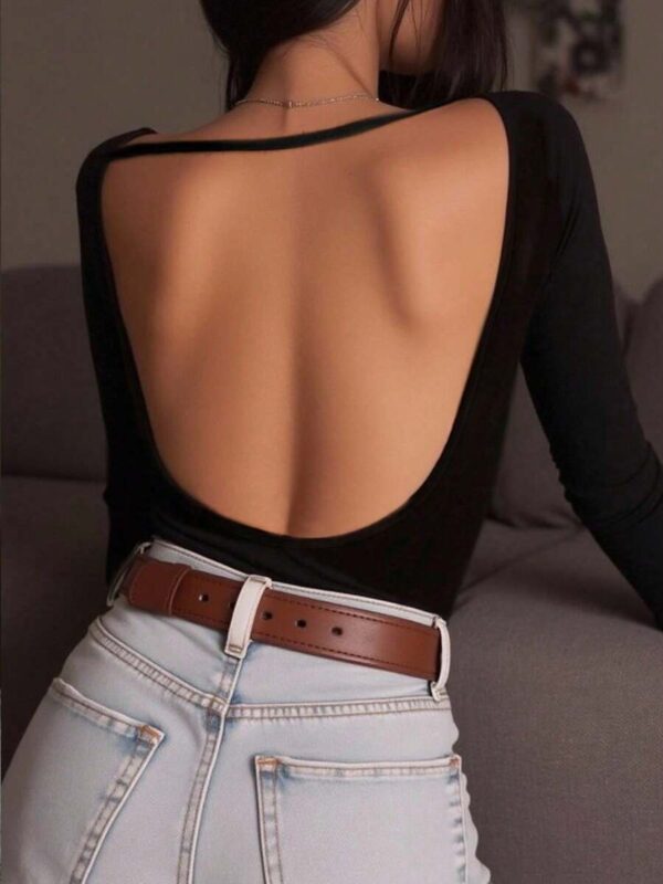 Jena Black Backless Strap Full Sleeves Top