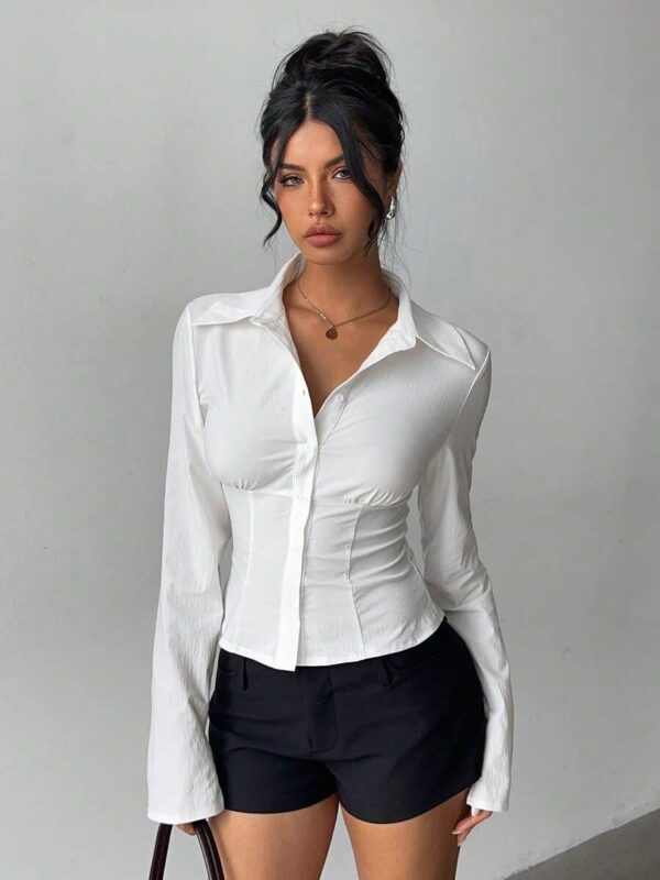 Aloni White Pleated Full Sleeves Tailored Shirt