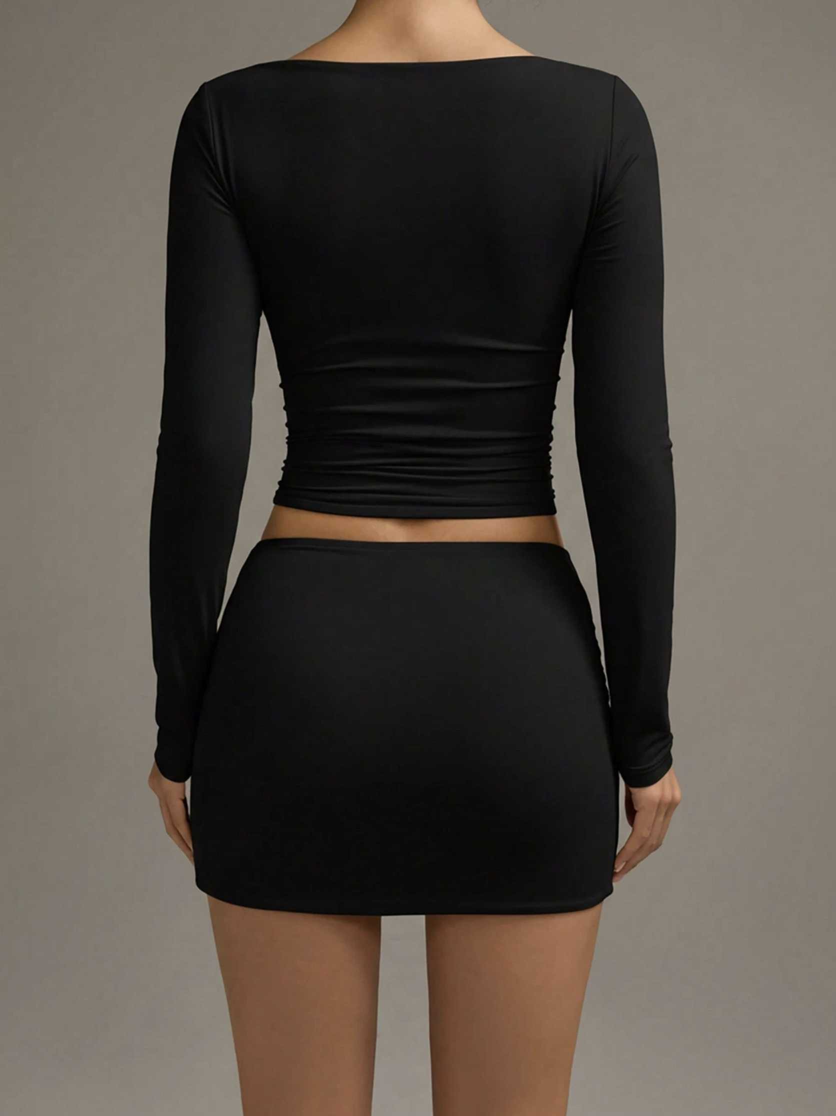 Stacey Black Soft Stretchy Mini Skirt - Image 4