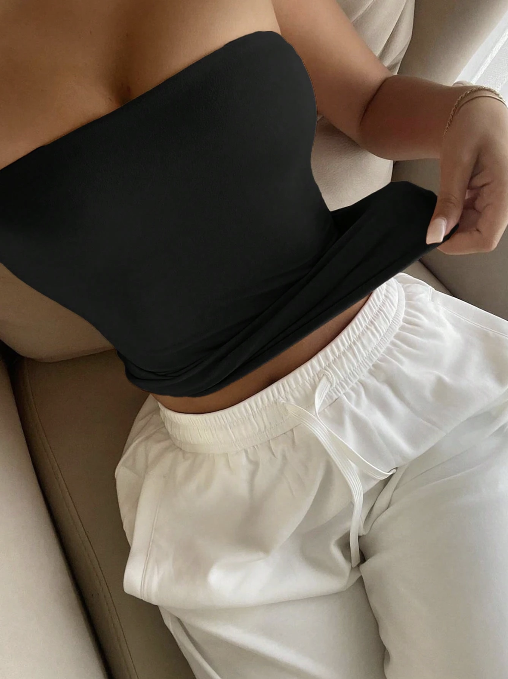 Dina Black Double Layered Tube Top - Image 4