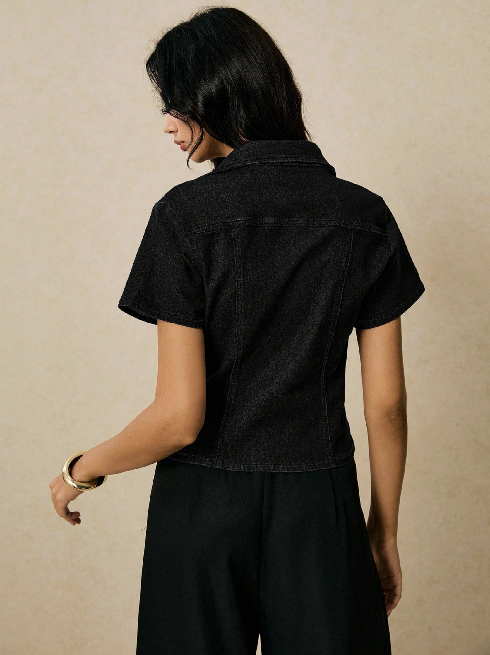 Ness Black Tailored Short Sleeves Shirt - Image 5