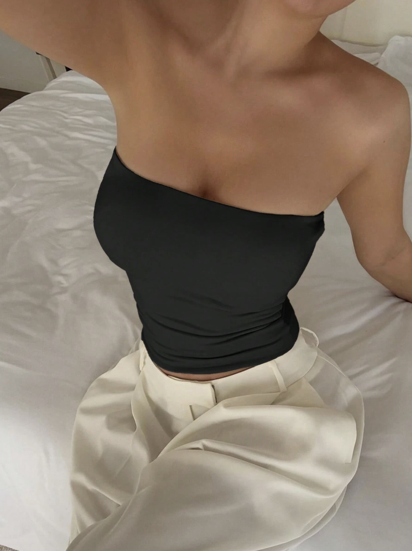 Dina Black Double Layered Tube Top - Image 5