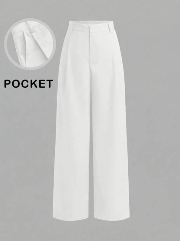 Nina White Pleated Relaxed Fit Cotton Pants