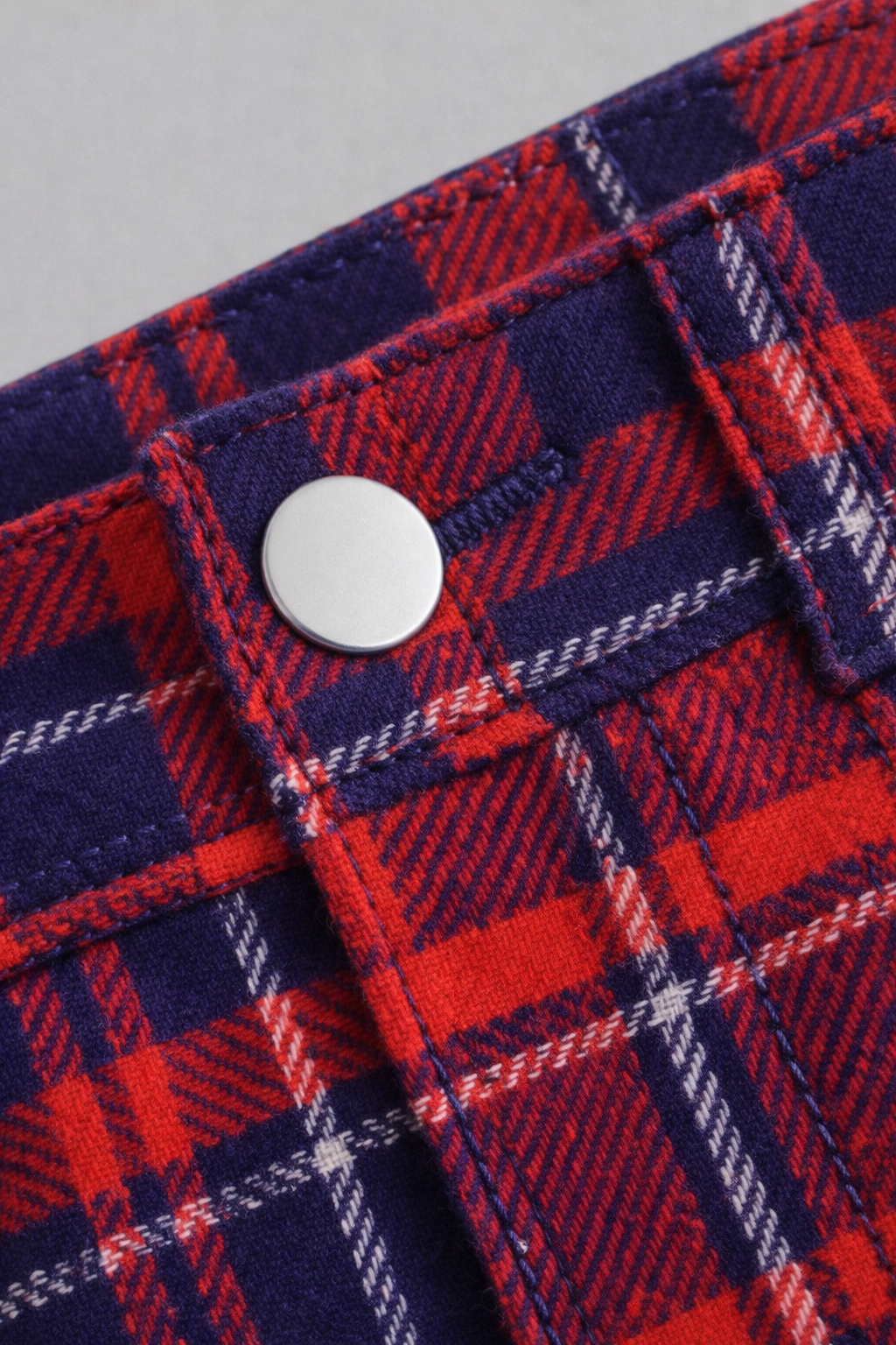 Jenna Red Blue Check Cotton Cargo Skirt - Image 3