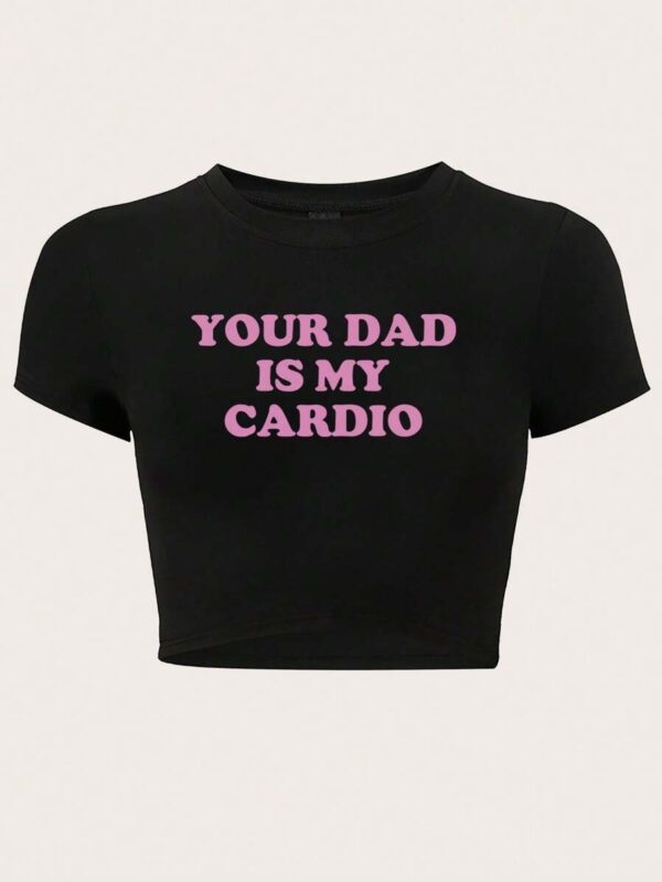 Dad Is My Cardio Black Printed Baby Tee