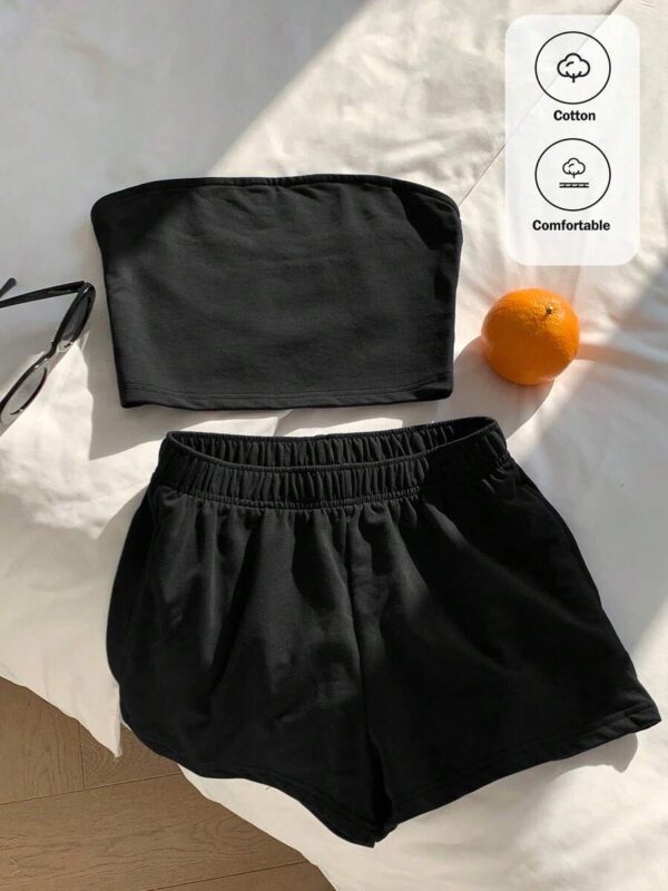 Gina Black Tube Top & Shorts Coord Set