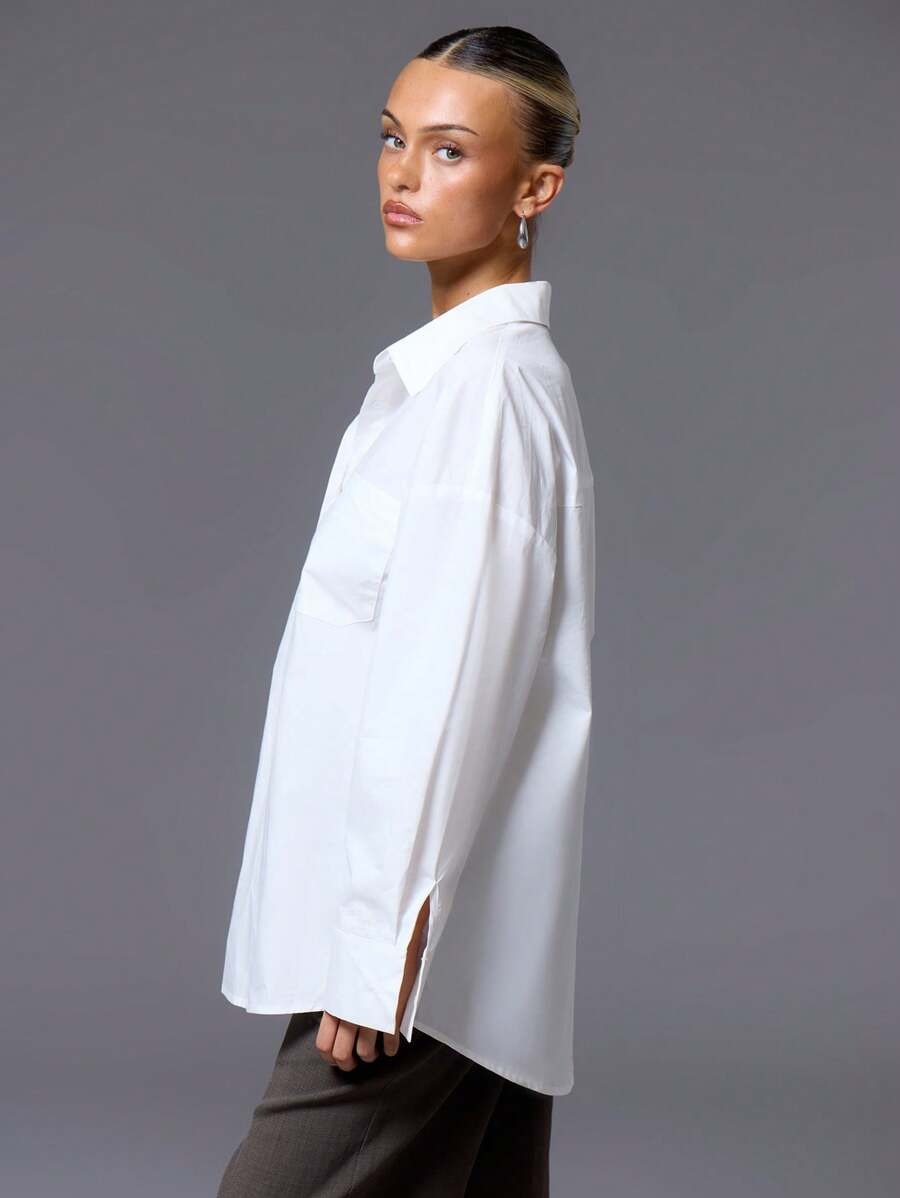 Beena White Relaxed Fit Oversized Tailored Shirt - Image 2
