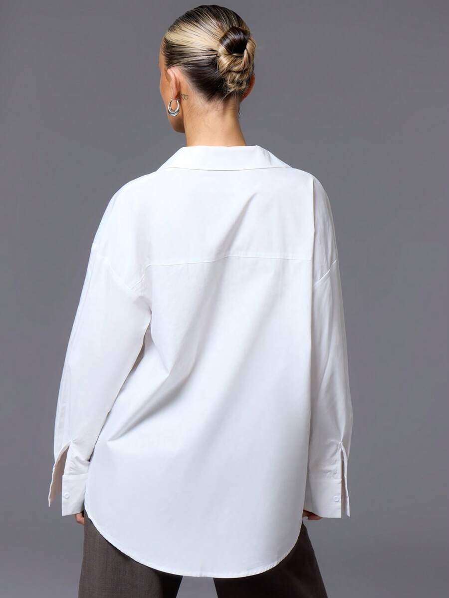 Beena White Relaxed Fit Oversized Tailored Shirt - Image 3