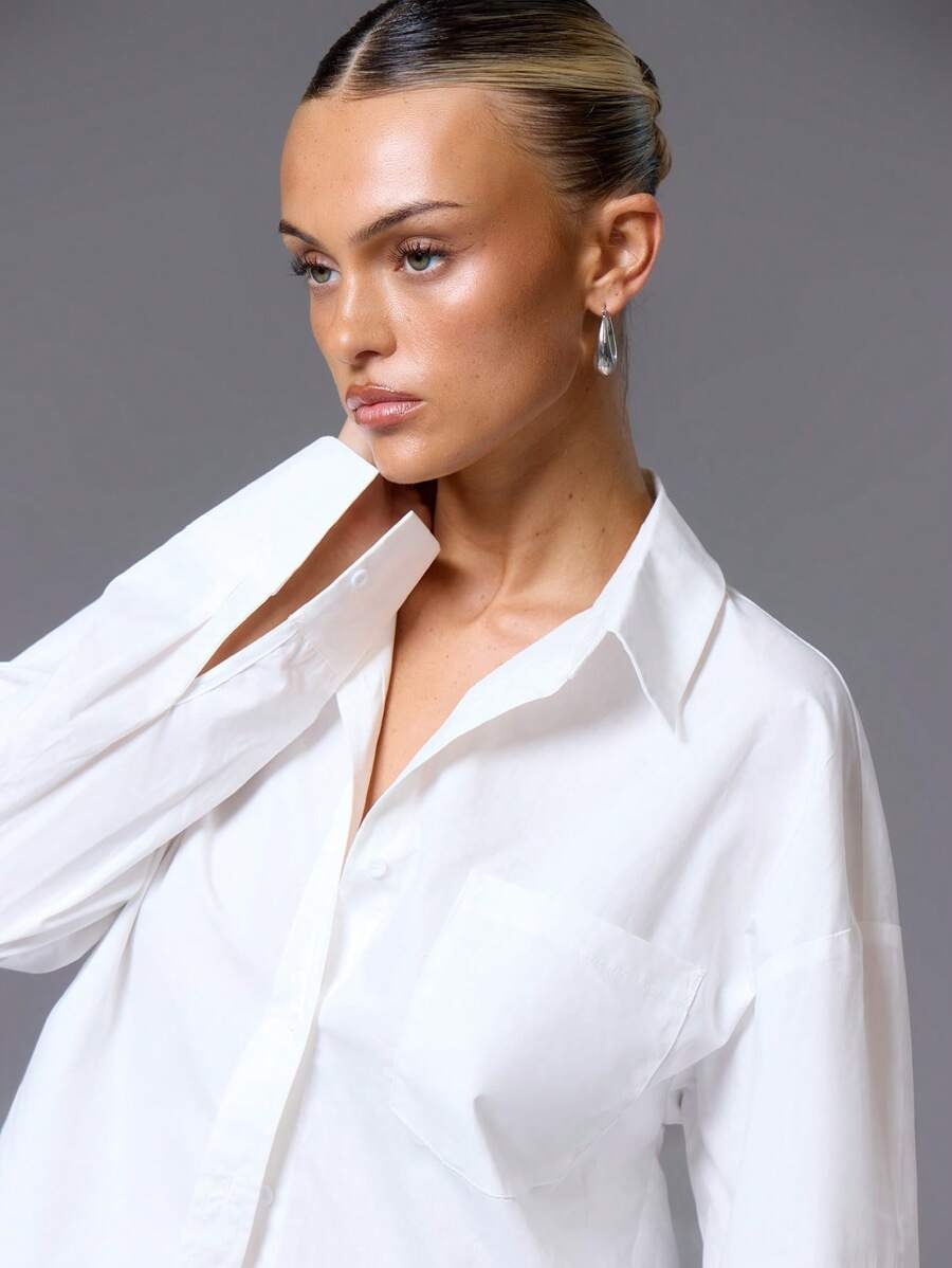 Beena White Relaxed Fit Oversized Tailored Shirt - Image 5