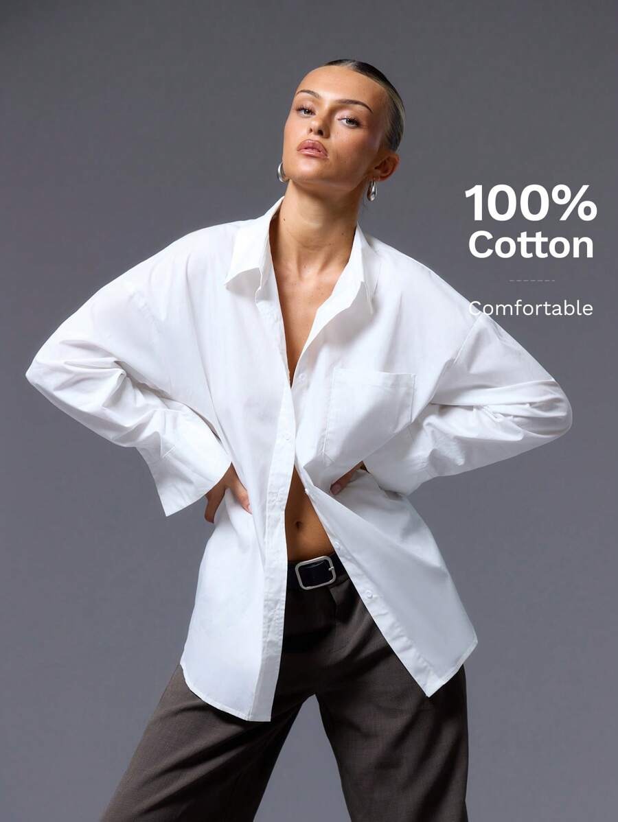 Beena White Relaxed Fit Oversized Tailored Shirt - Image 6