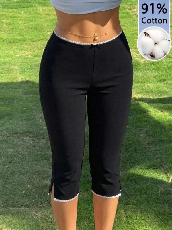 Casey Black Contrast Lace Capri