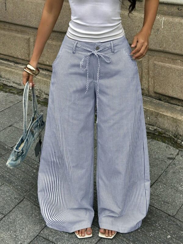 Nell Blue White Stripe Relaxed Fit Pants