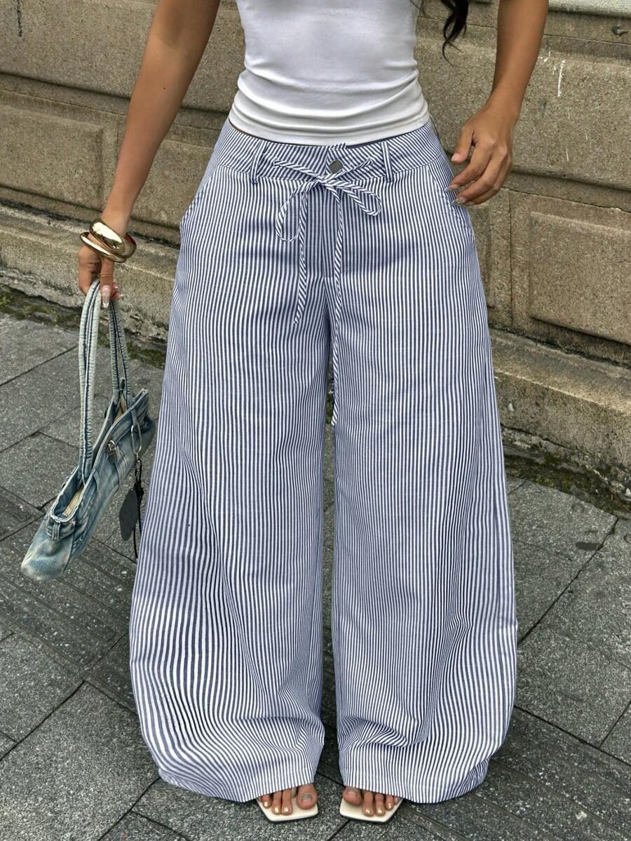 Nell Blue White Stripe Relaxed Fit Pants