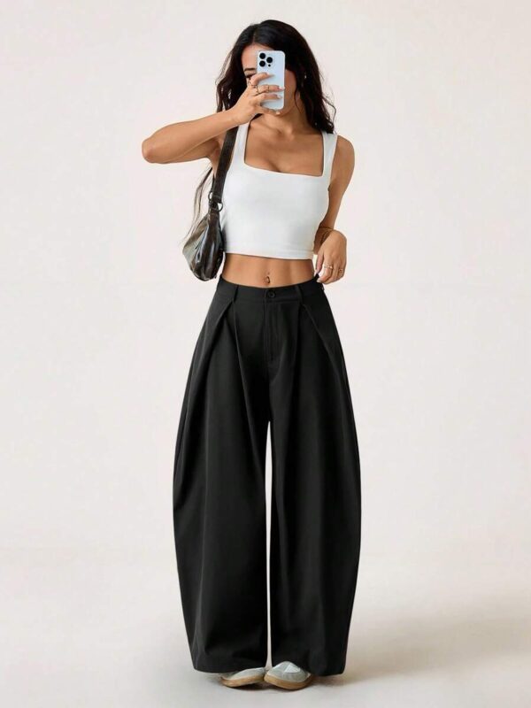 Meesha Black Tailored Pleated Pants