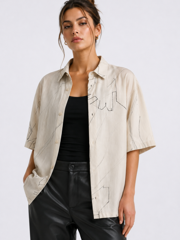 Abby Relaxed Fit Cotton Printed Shirt