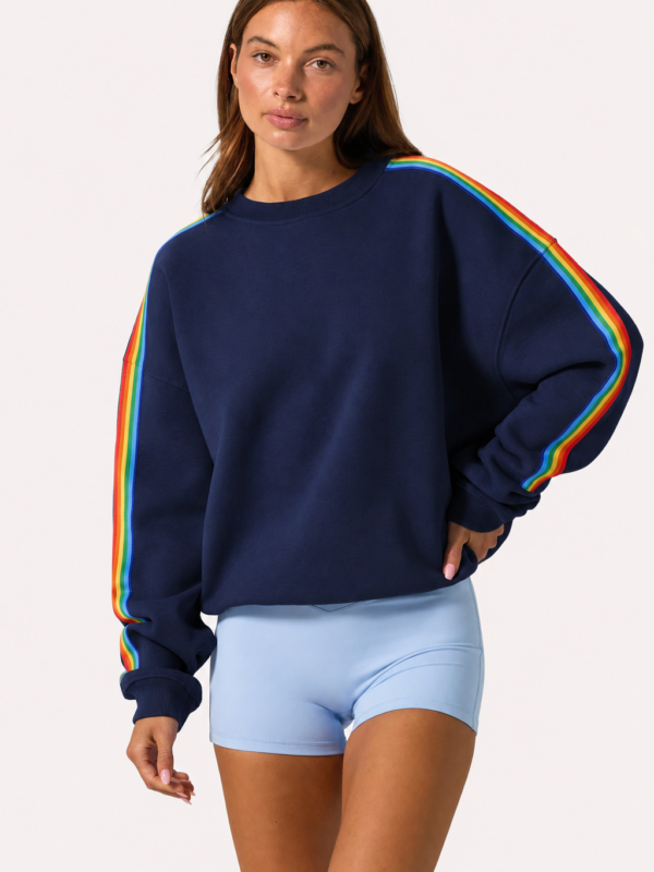 Gina Blue Relaxed Fit Rainbow Stripe Sweatshirt